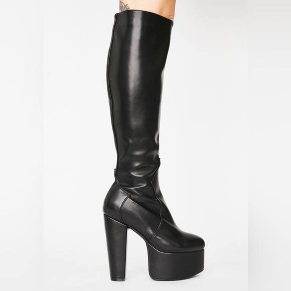 NWOT Lamoda LOVED UP platform boots black faux leather her size 9 - Picture 4 of 13